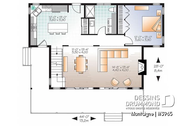 Rez-de-chaussée - Chalet 2 étages, style scandinave, espace conviviale, 3 chambres, poutres au plafond - Montaigne
