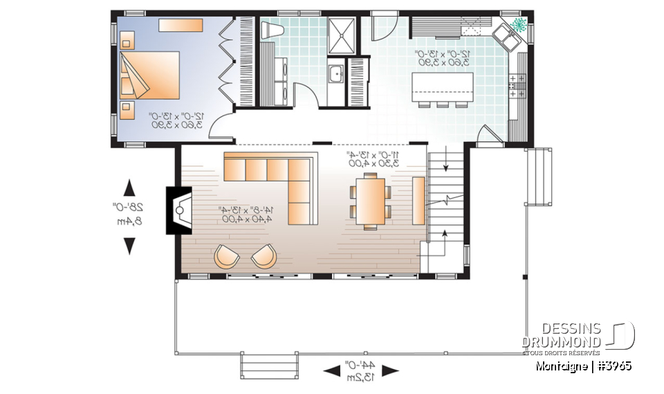 Rez-de-chaussée - Chalet 2 étages, style scandinave, espace conviviale, 3 chambres, poutres au plafond - Montaigne