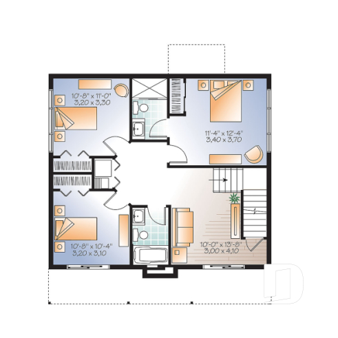Sous-sol - Plan de chalet de ski moderne rustique – 3 chambres, vue panoramique et foyer central - Dahilia