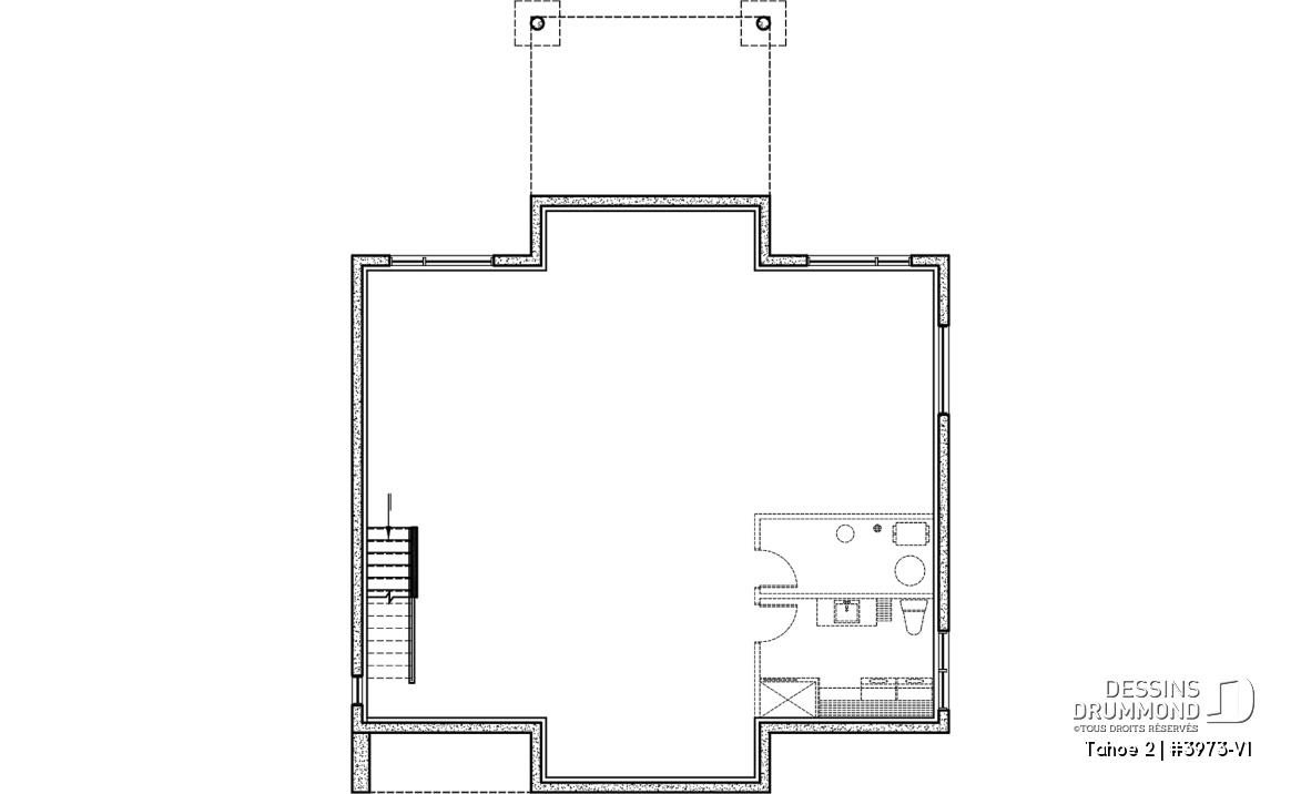 Sous-sol - Plan de plain-pied scandinave, 2 chambres, grande cuisine, garde-manger, vestiaire et terrasse abritée - Tahoe 2