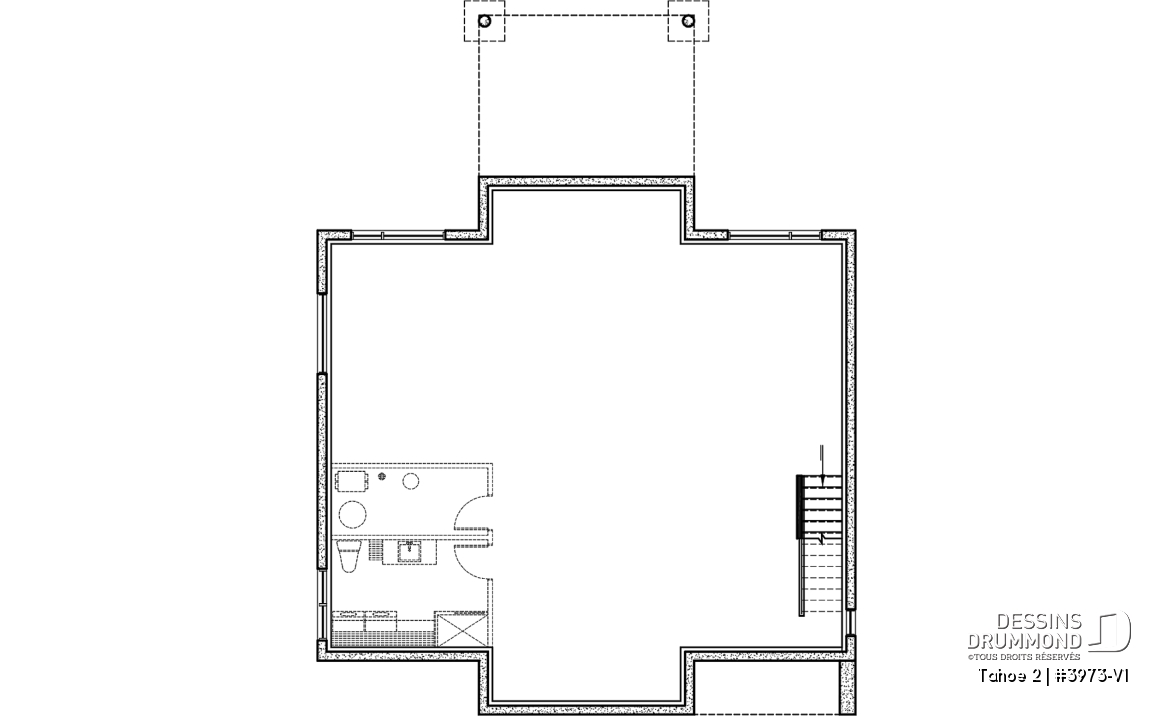 Sous-sol - Plan de plain-pied scandinave, 2 chambres, grande cuisine, garde-manger, vestiaire et terrasse abritée - Tahoe 2