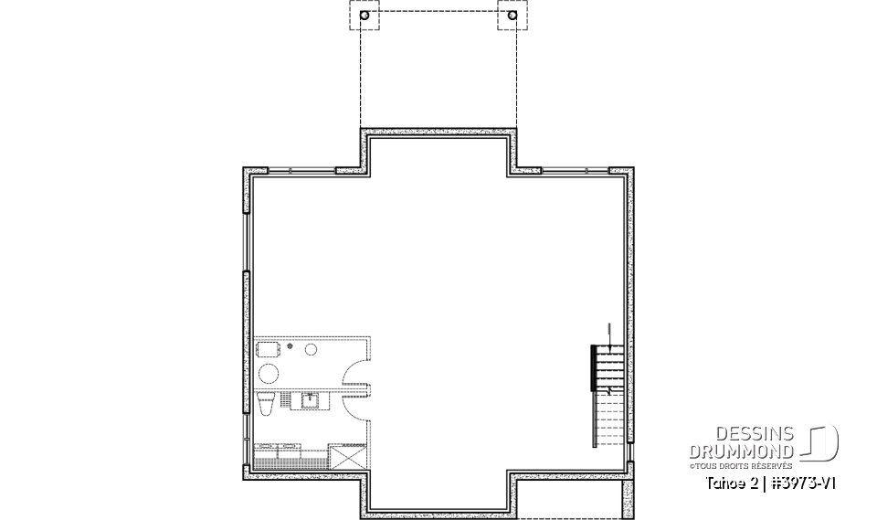 Sous-sol - Plan de plain-pied scandinave, 2 chambres, grande cuisine, garde-manger, vestiaire et terrasse abritée - Tahoe 2