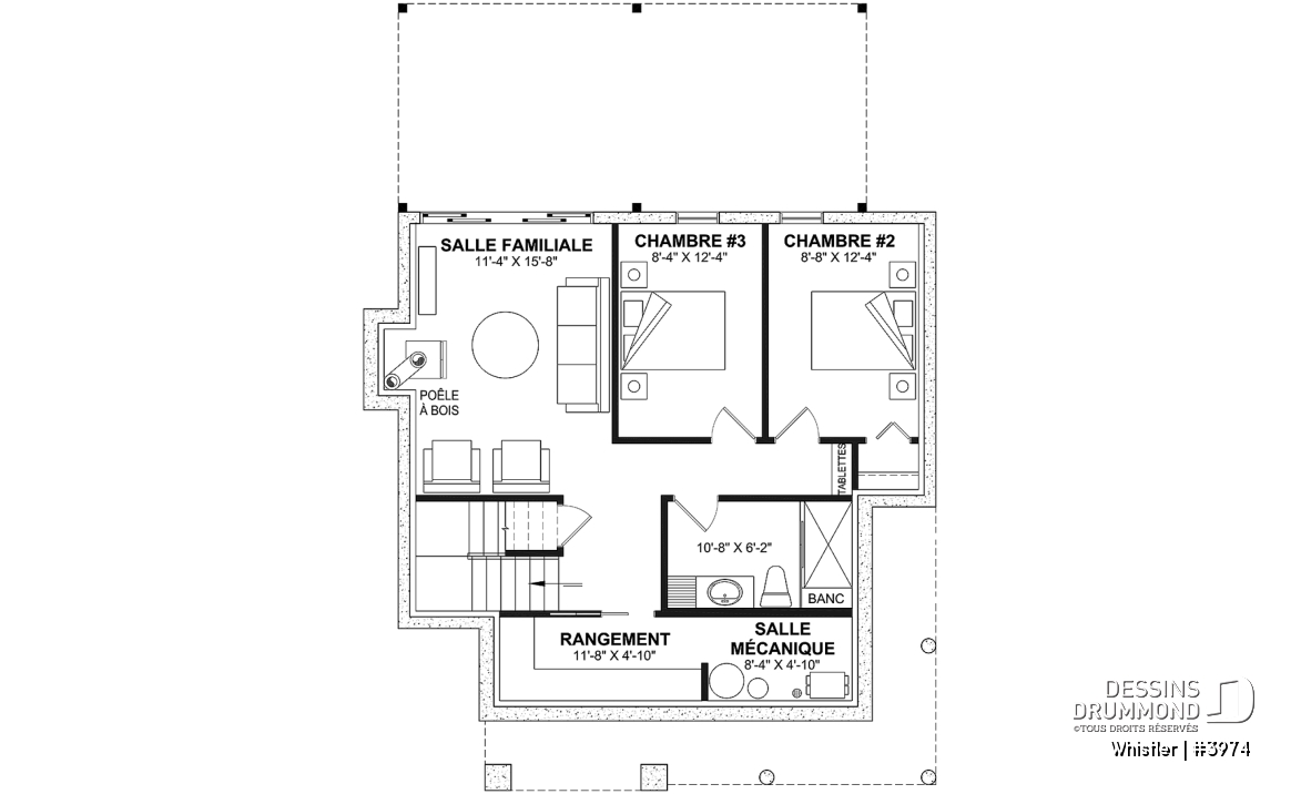 Sous-sol - Maison genre chalet avec loft à l'étage, 3 chambres au total, 2 salles familiales - Whistler