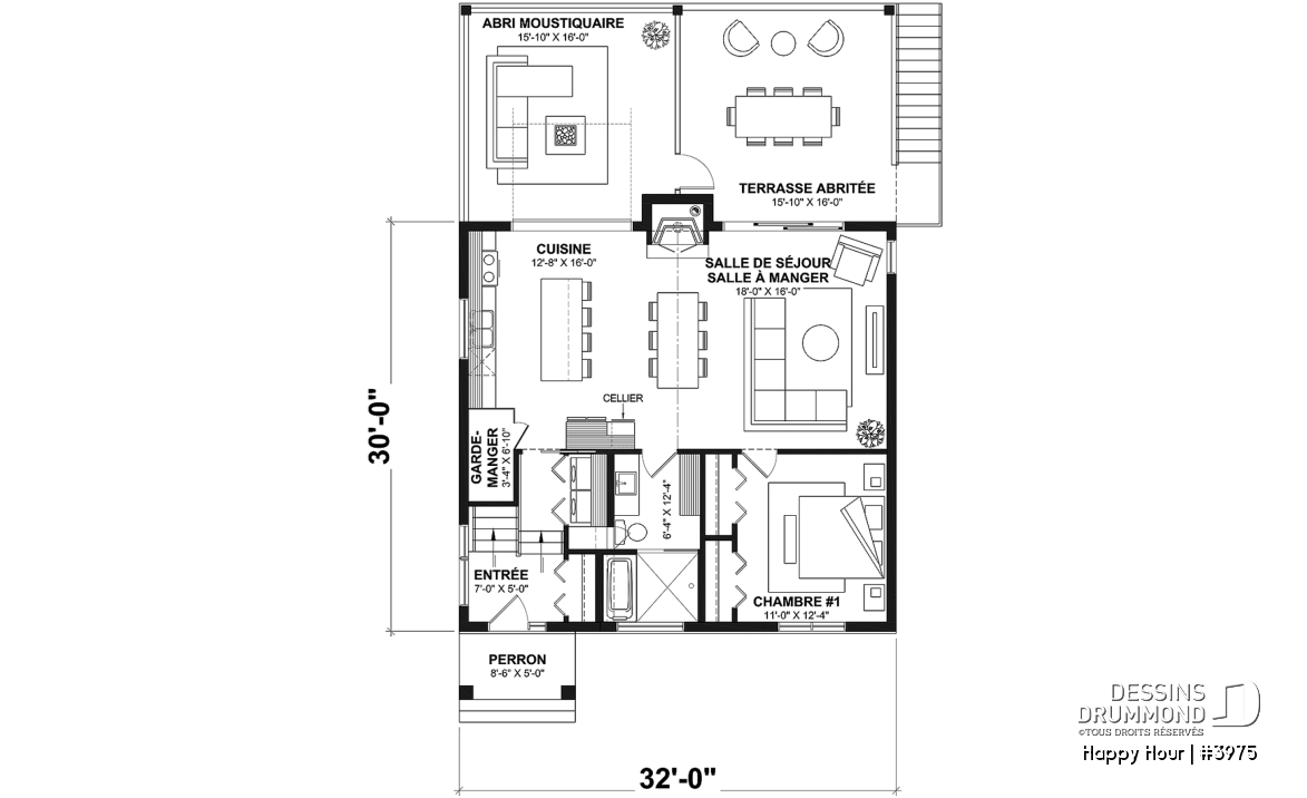 Rez-de-chaussée - Modèle de chalet contemporain, plafond cathédrale, rez-de-jardin aménagé, foyers, terrasses couvertes et esp - Happy Hour
