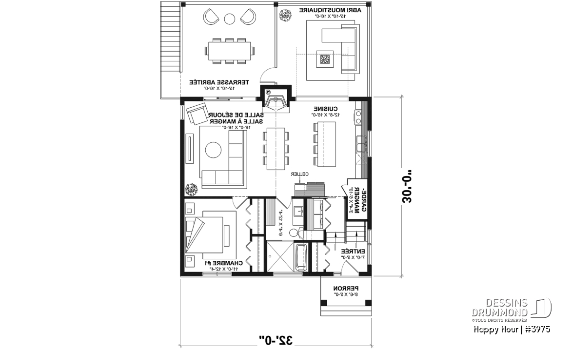 Rez-de-chaussée - Modèle de chalet contemporain, plafond cathédrale, rez-de-jardin aménagé, foyers, terrasses couvertes et esp - Happy Hour