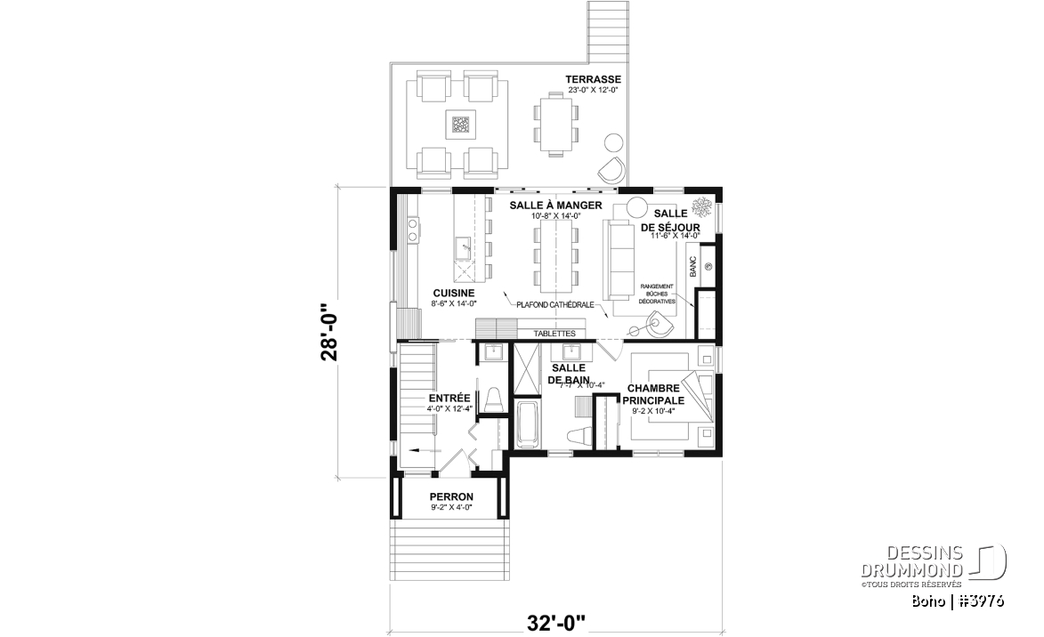Rez-de-chaussée - Modèle de maison moderne, s-sol aménagé optionnel pour un total de 4 chambres, 2 salons et 2.5 salles de bain - Boho