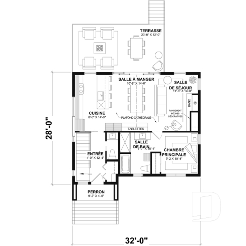 Rez-de-chaussée - Modèle de maison moderne, s-sol aménagé optionnel pour un total de 4 chambres, 2 salons et 2.5 salles de bain - Boho