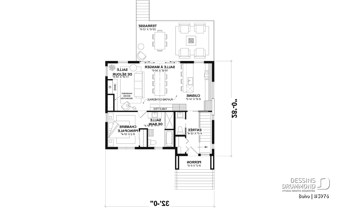 Rez-de-chaussée - Modèle de maison moderne, s-sol aménagé optionnel pour un total de 4 chambres, 2 salons et 2.5 salles de bain - Boho
