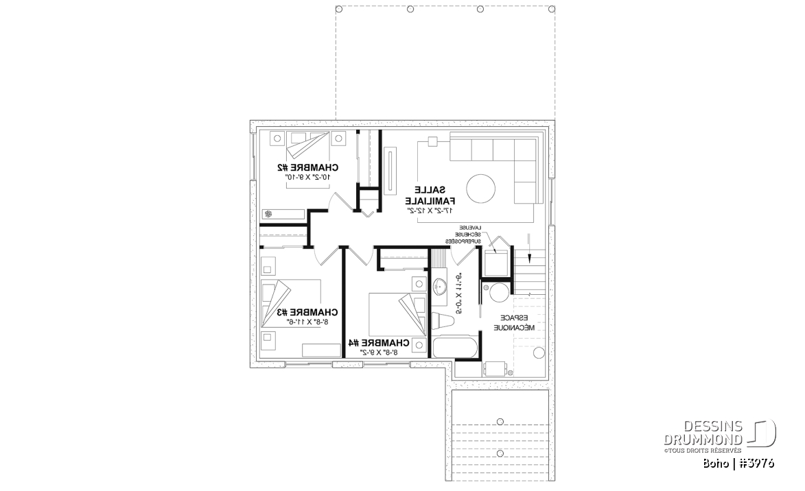 Sous-sol aménagé (Optionel $) - Modèle de maison moderne, s-sol aménagé optionnel pour un total de 4 chambres, 2 salons et 2.5 salles de bain - Boho