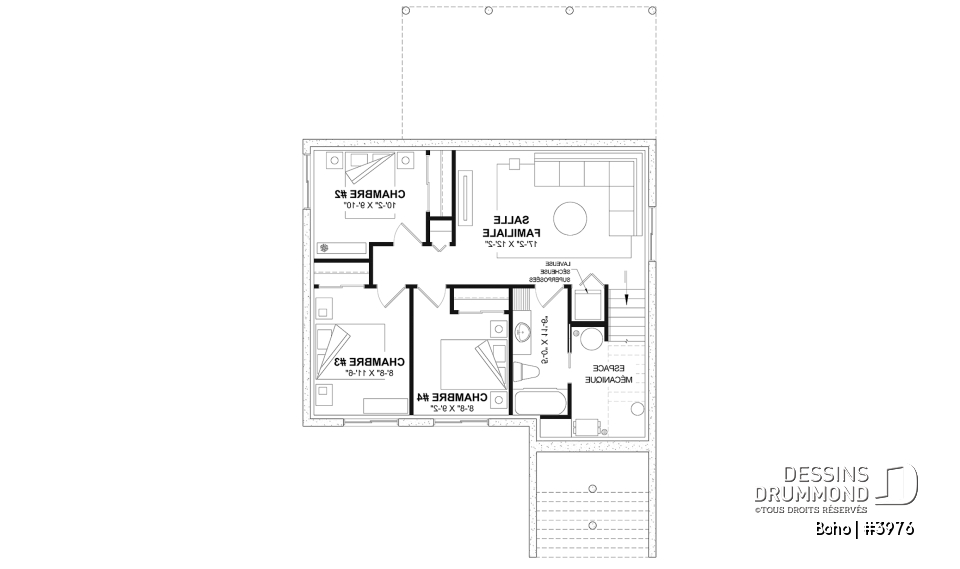 Sous-sol aménagé (Optionel $) - Modèle de maison moderne, s-sol aménagé optionnel pour un total de 4 chambres, 2 salons et 2.5 salles de bain - Boho