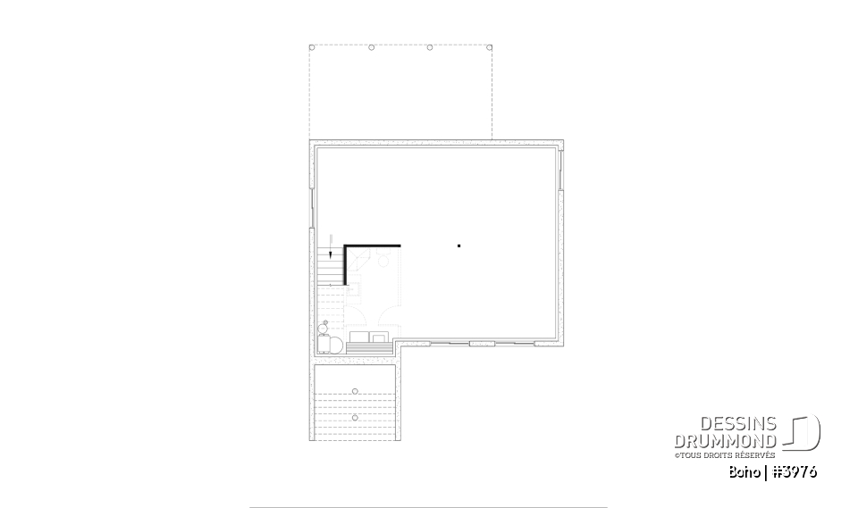 Sous-sol aménageable - Modèle de maison moderne, s-sol aménagé optionnel pour un total de 4 chambres, 2 salons et 2.5 salles de bain - Boho