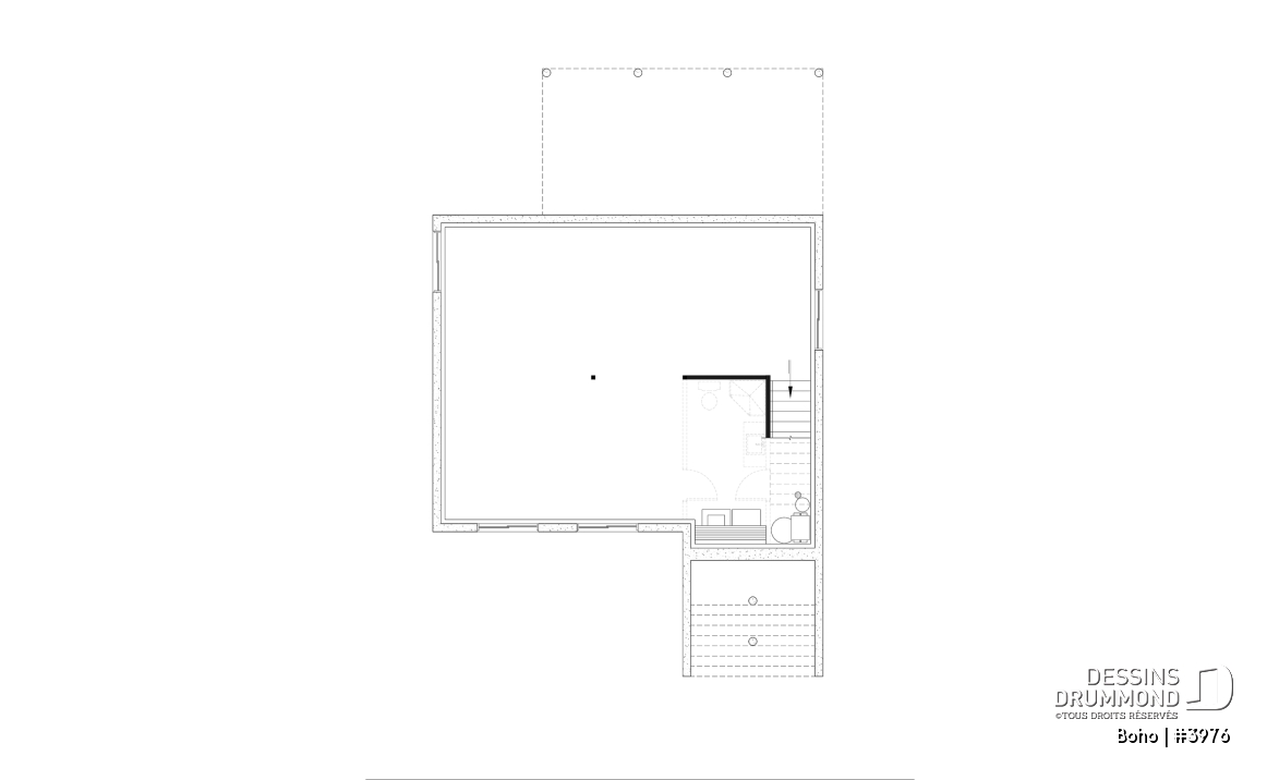 Sous-sol aménageable - Modèle de maison moderne, s-sol aménagé optionnel pour un total de 4 chambres, 2 salons et 2.5 salles de bain - Boho