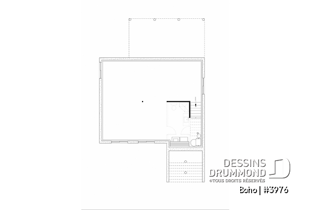 Sous-sol aménageable - Plan de maison moderne avec sous-sol aménagé pour un total de 4 chambres, 2 salons et 2.5 salles de bain - Boho