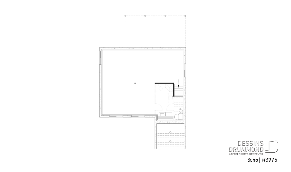Sous-sol aménageable - Modèle de maison moderne, s-sol aménagé optionnel pour un total de 4 chambres, 2 salons et 2.5 salles de bain - Boho