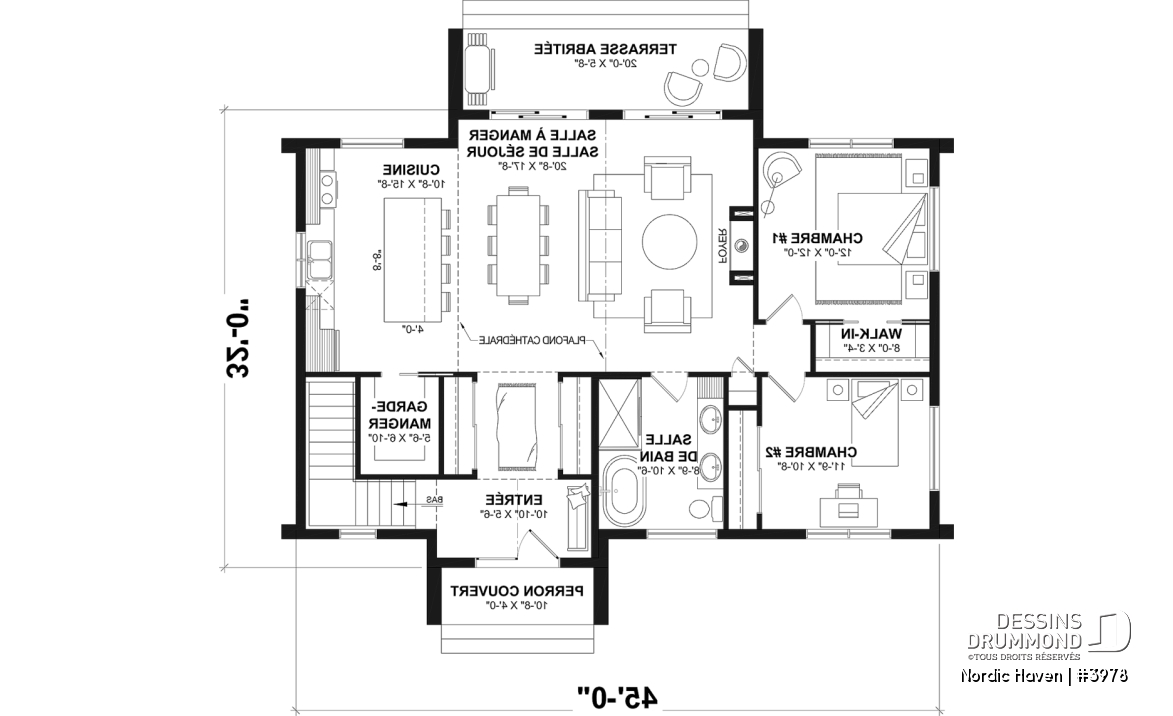 Rez-de-chaussée - Modèle style chalet Scandinave Moderne avec option de finition du sous-sol pour total de 4-5 chambres - Nordic Haven