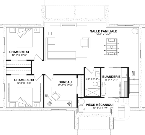 Sous-sol aménagé (Optionel $) - Modèle style chalet Scandinave Moderne avec option de finition du sous-sol pour total de 4-5 chambres - Nordic Haven