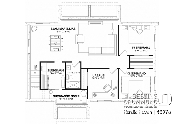 Sous-sol aménagé (Optionel $) - Modèle style chalet Scandinave Moderne avec option de finition du sous-sol pour total de 4-5 chambres - Nordic Haven