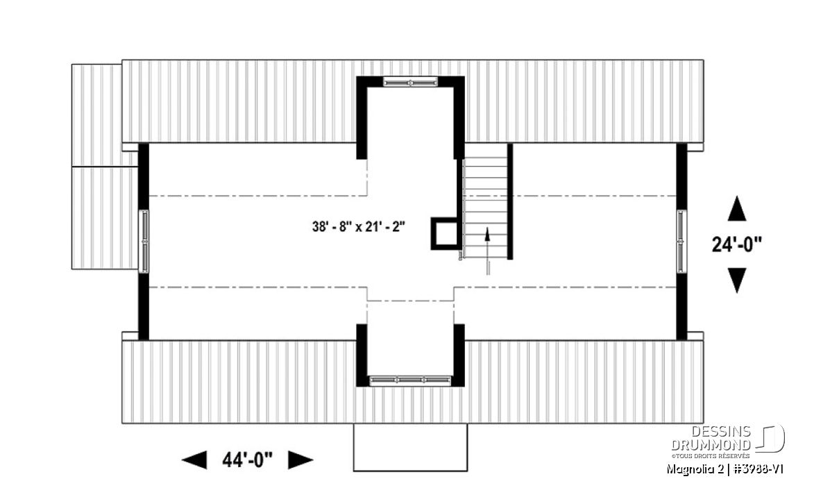 Étage - Maison de style fermette moderne à aire ouverte avec foyer, cuisine avec îlot, salle de bain privé aux parents - Magnolia 2