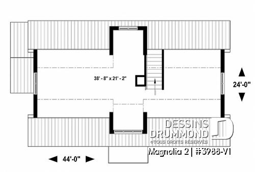 Étage - Maison de style fermette moderne à aire ouverte avec foyer, cuisine avec îlot, salle de bain privé aux parents - Magnolia 2