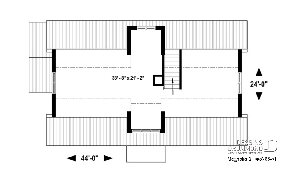 Étage - Maison de style fermette moderne à aire ouverte avec foyer, cuisine avec îlot, salle de bain privé aux parents - Magnolia 2
