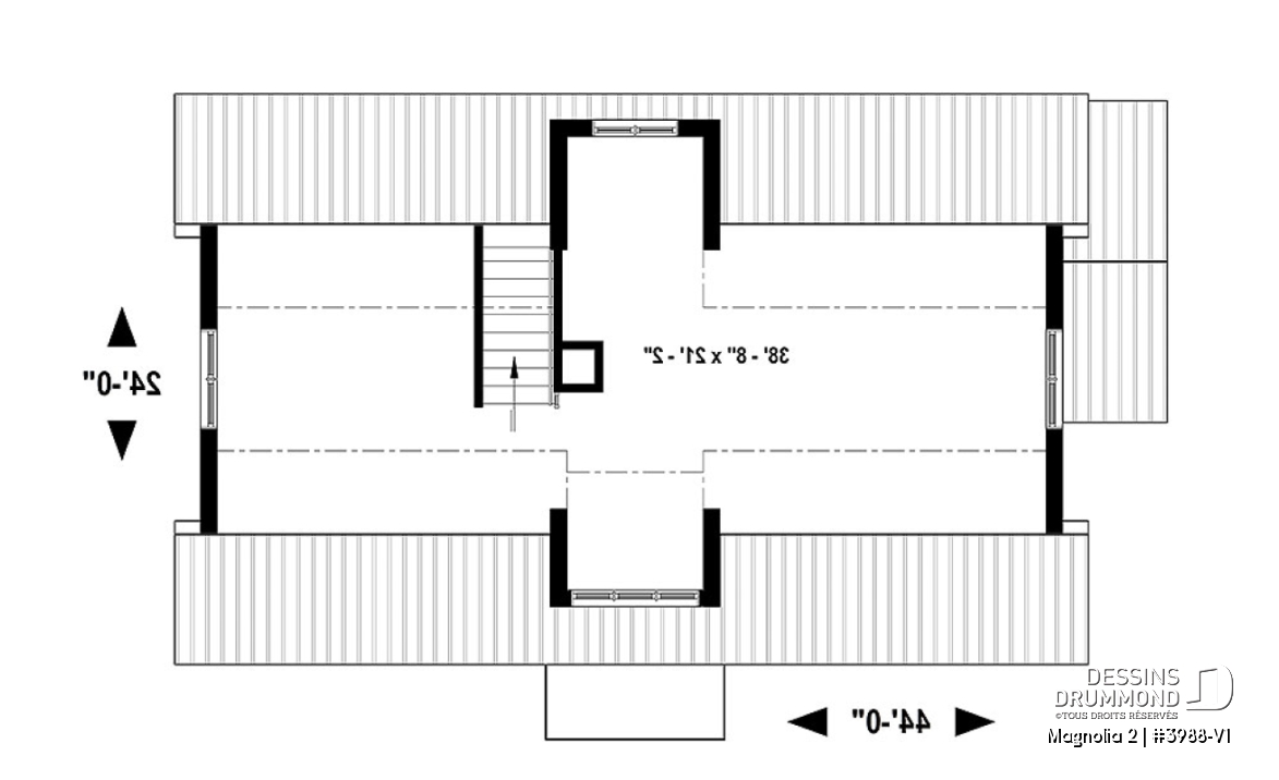 Étage - Maison de style fermette moderne à aire ouverte avec foyer, cuisine avec îlot, salle de bain privé aux parents - Magnolia 2