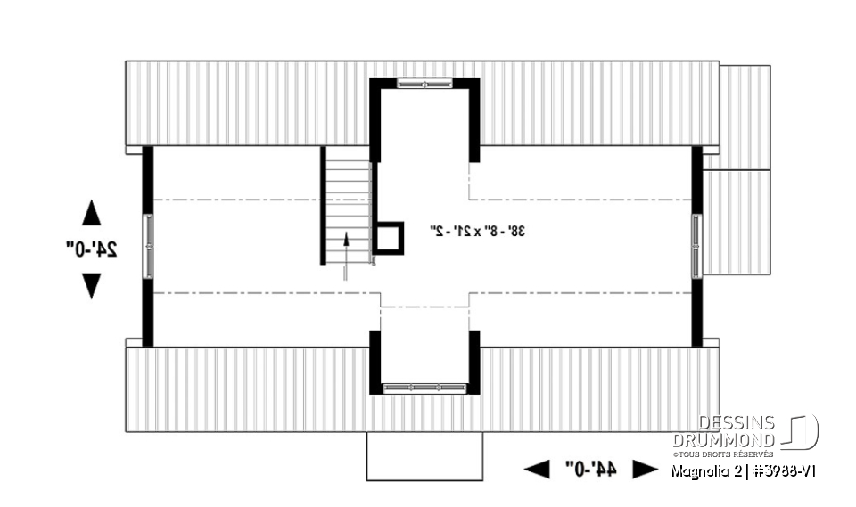 Étage - Maison de style fermette moderne à aire ouverte avec foyer, cuisine avec îlot, salle de bain privé aux parents - Magnolia 2