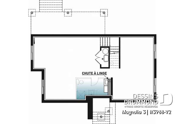 Sous-sol - Plan de maison moderne cubique 4 chambres, plafond à 9' au rez-de-chaussée, aire ouverte, vestiaire - Magnolia 3