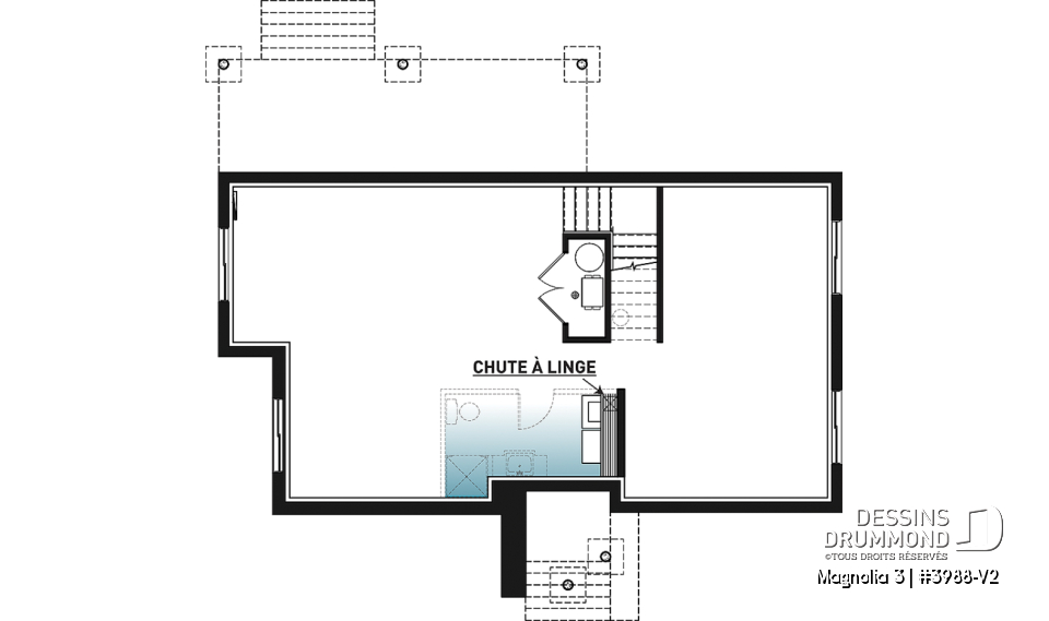 Sous-sol - Plan de maison moderne cubique 4 chambres, plafond à 9' au rez-de-chaussée, aire ouverte, vestiaire - Magnolia 3