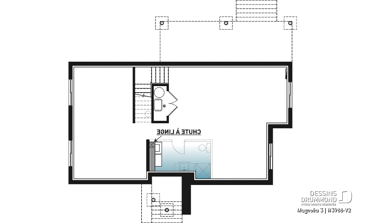 Sous-sol - Plan de maison moderne cubique 4 chambres, plafond à 9' au rez-de-chaussée, aire ouverte, vestiaire - Magnolia 3