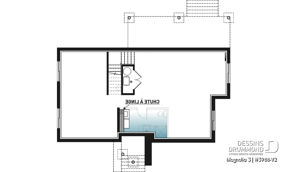 Sous-sol - Plan de maison moderne cubique 4 chambres, plafond à 9' au rez-de-chaussée, aire ouverte, vestiaire - Magnolia 3