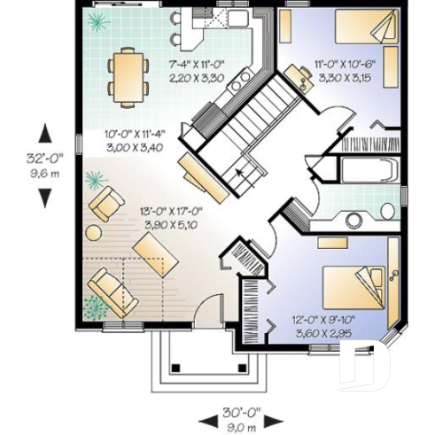 Rez-de-chaussée - Plain-pied de style Européen très économique avec 2 grandes chambres - Adaline 2