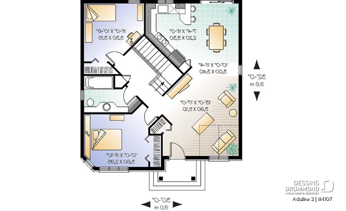 Rez-de-chaussée - Plain-pied de style Européen très économique avec 2 grandes chambres - Adaline 2