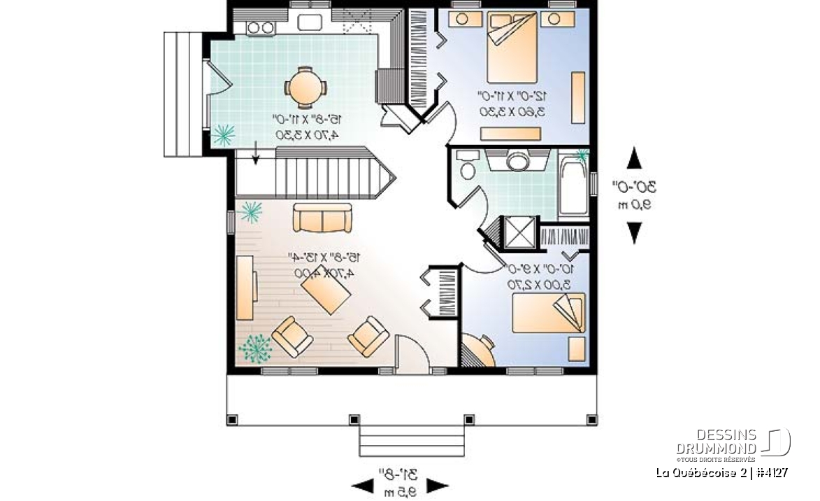 Rez-de-chaussée - Modèle de Plain-pied de 2 chambres, abordable, entrée abritée, belle cuisine, sous-sol à aménager - La Québécoise 2