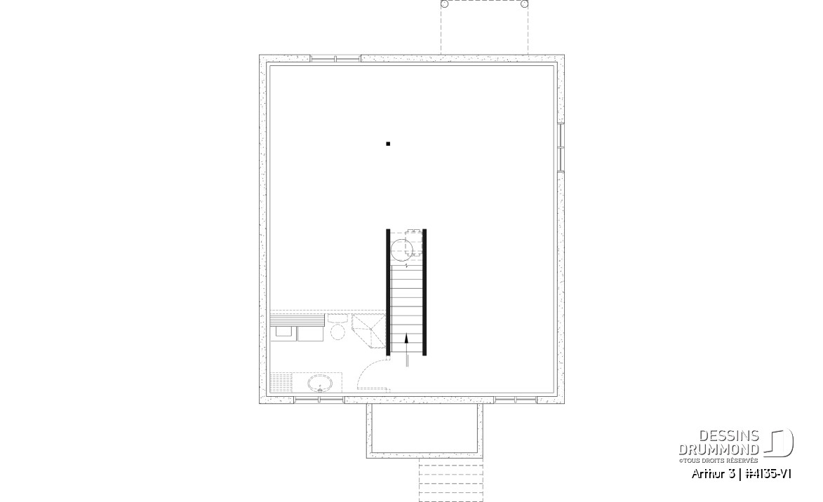 Sous-sol aménageable - Plan de maison économique, farmhouse moderne, jusqu'à 5 chambres, sous-sol aménageable, aire ouverte - Arthur 3