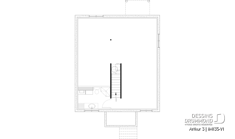 Sous-sol aménageable - Plan de maison économique, farmhouse moderne, jusqu'à 5 chambres, sous-sol aménageable, aire ouverte - Arthur 3