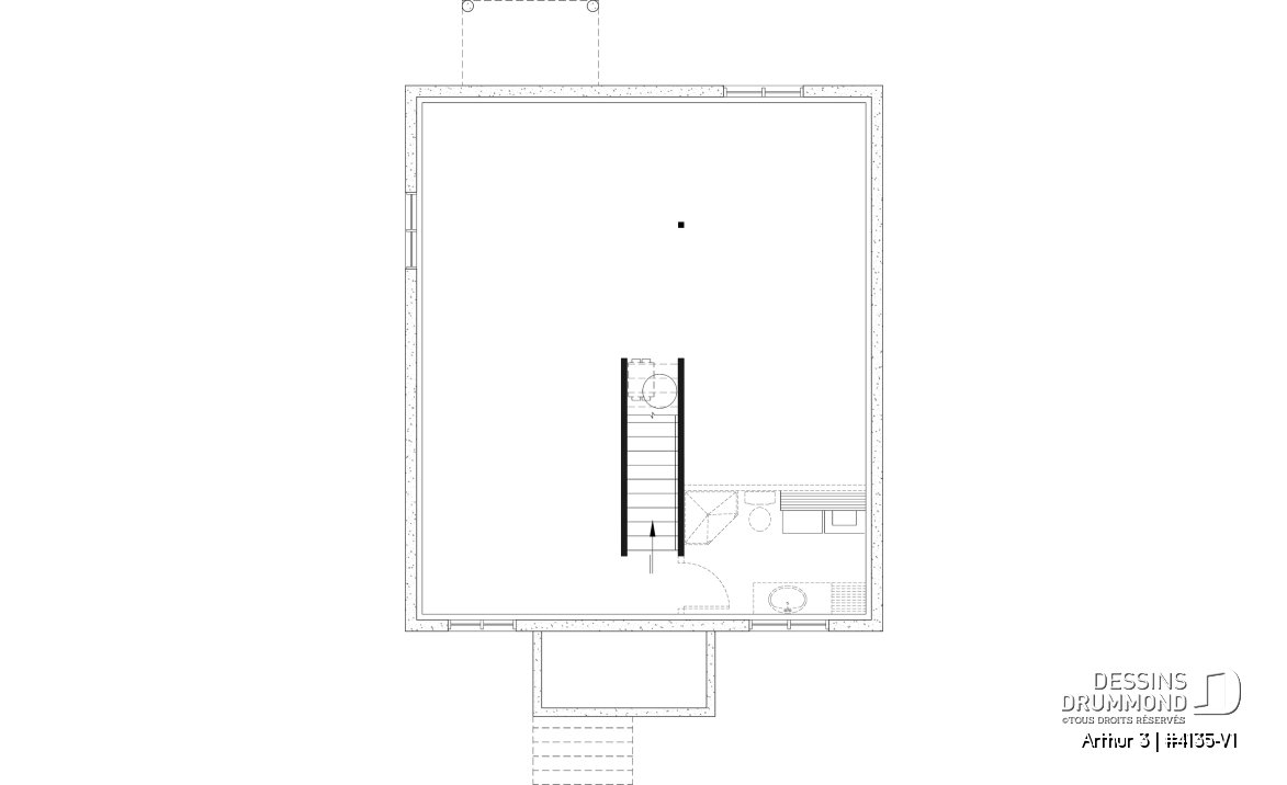 Sous-sol aménageable - Plan de maison économique, farmhouse moderne, jusqu'à 5 chambres, sous-sol aménageable, aire ouverte - Arthur 3