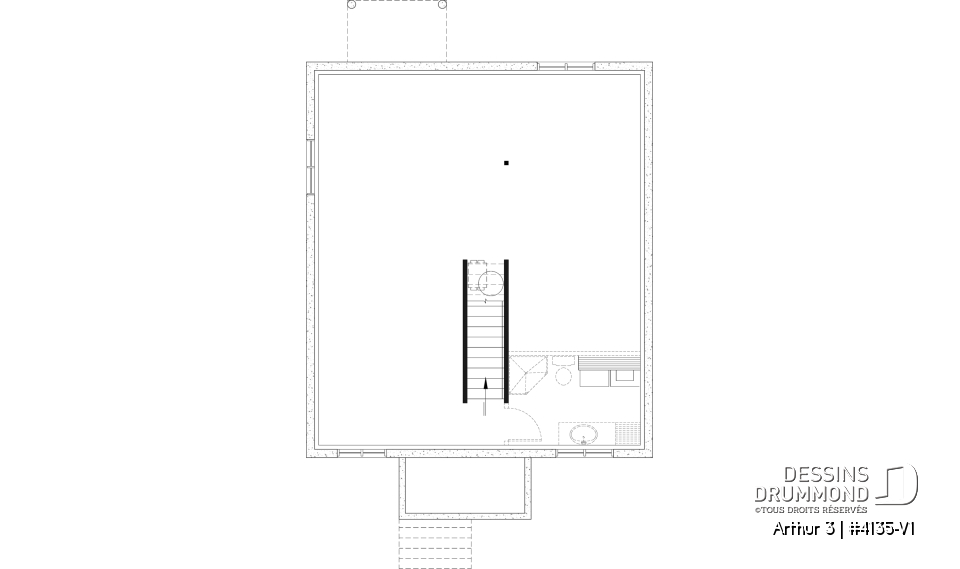 Sous-sol aménageable - Plan de maison économique, farmhouse moderne, jusqu'à 5 chambres, sous-sol aménageable, aire ouverte - Arthur 3