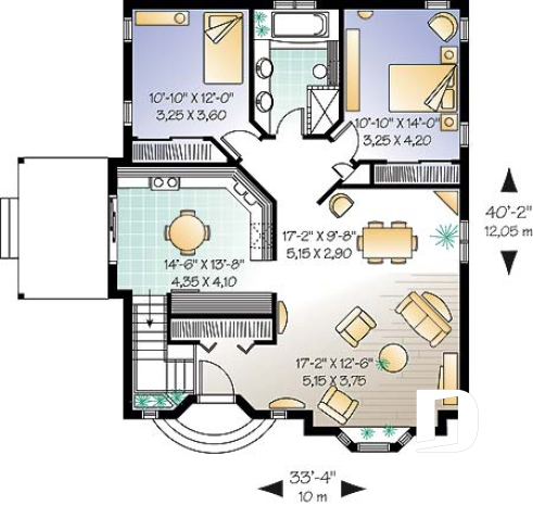 Rez-de-chaussée - Plan de plain-pied économique de 2 chambres avec s-s aménageable et joli patio avec pergola  - Ambéline 2