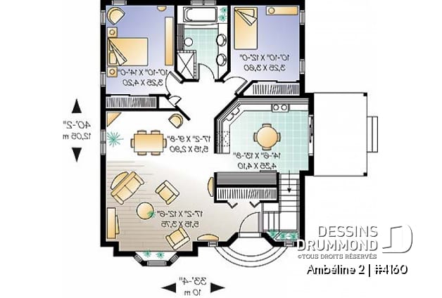 Rez-de-chaussée - Plan de plain-pied économique de 2 chambres avec s-s aménageable et joli patio avec pergola  - Ambéline 2