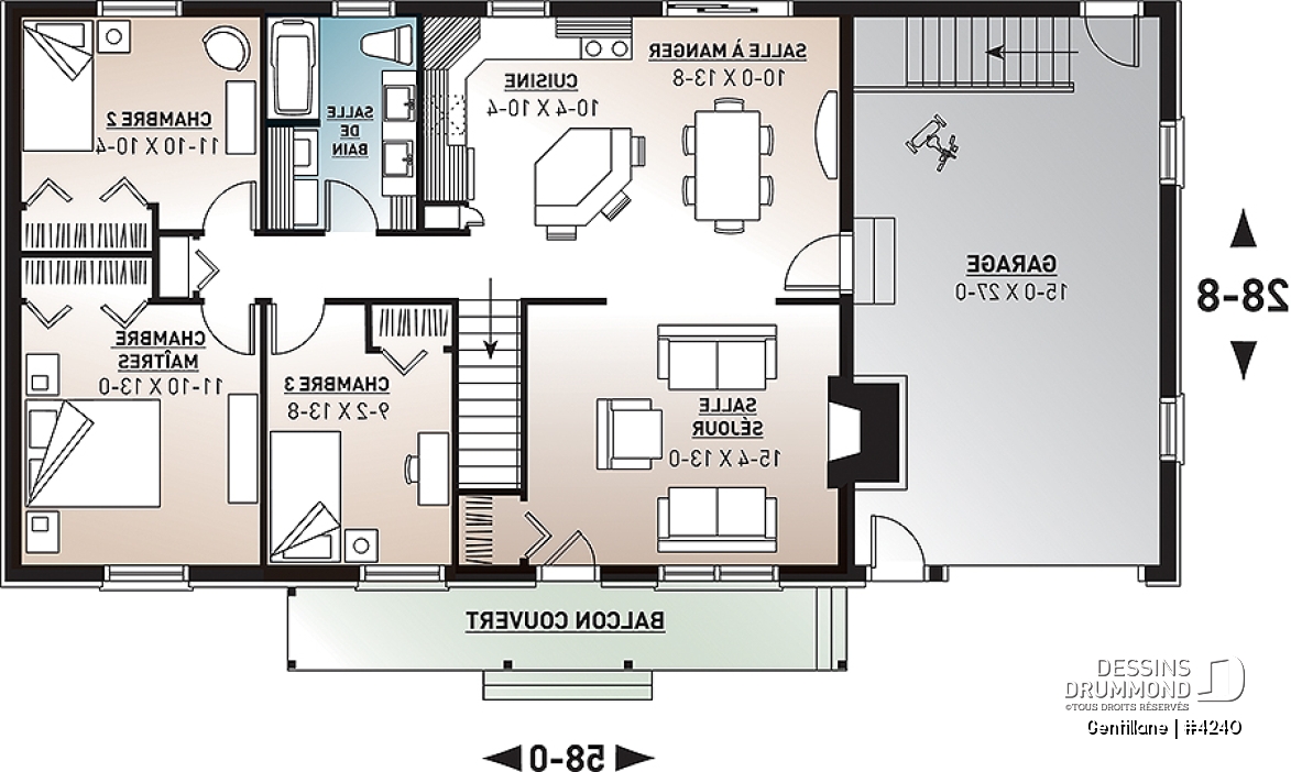 Rez-de-chaussée - Bungalow américain, abordable, 3 chambres, garage, îlot-lunch, foyer, plancher à aire ouverte - Gentillane