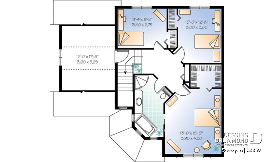 Étage - Cottage champêtre offrant 3 chambres, fenêstration abondante et garage - Sadoques