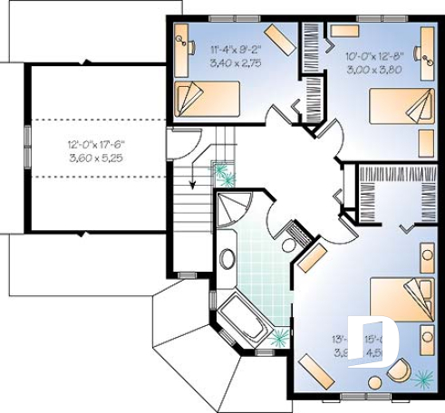 Étage - Cottage champêtre offrant 3 chambres, fenêstration abondante et garage - Sadoques