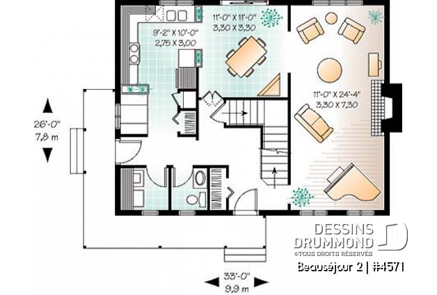 Rez-de-chaussée - Cottage style Scandinave, avec espace ouvert, banquette, 3 chambres, ch. des maîtres avec walk-in - Beauséjour 2
