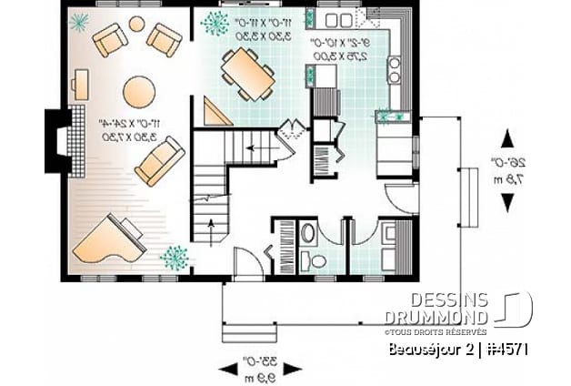 Rez-de-chaussée - Cottage style Scandinave, avec espace ouvert, banquette, 3 chambres, ch. des maîtres avec walk-in - Beauséjour 2
