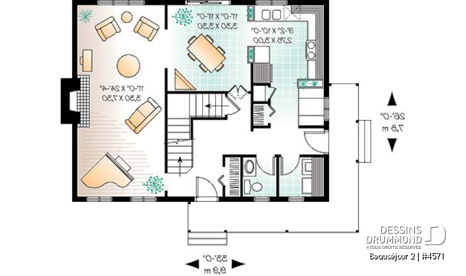 Rez-de-chaussée - Cottage style Scandinave, avec espace ouvert, banquette, 3 chambres, ch. des maîtres avec walk-in - Beauséjour 2