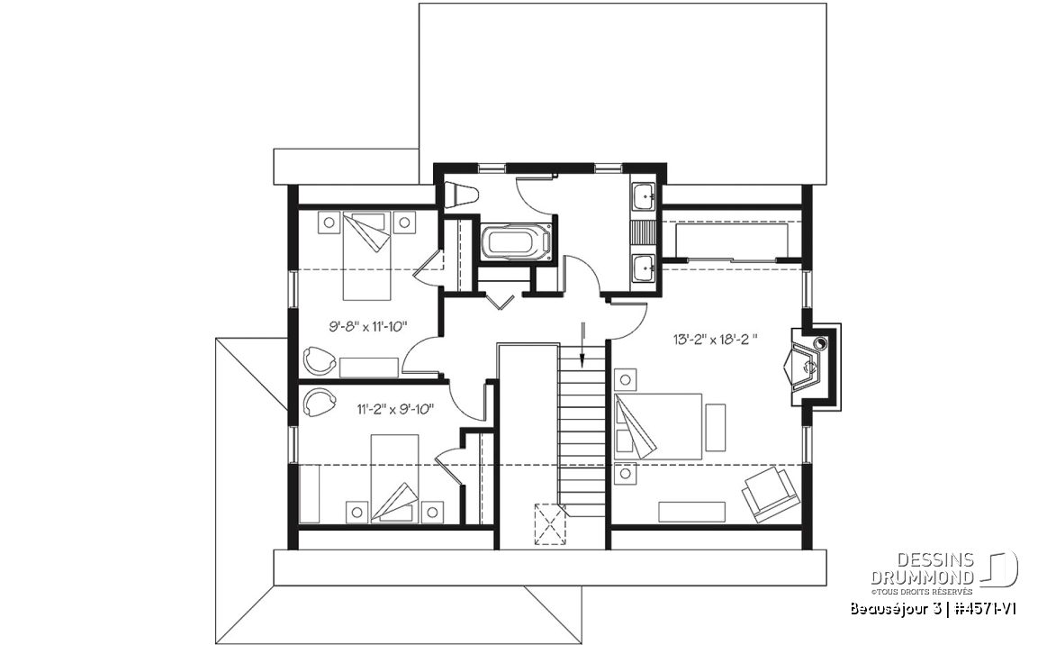 Étage - Maison de campagne, 3 chambres, grand îlot, garde-manger, foyer, cuisine extérieure sur terrasse abritée - Beauséjour 3