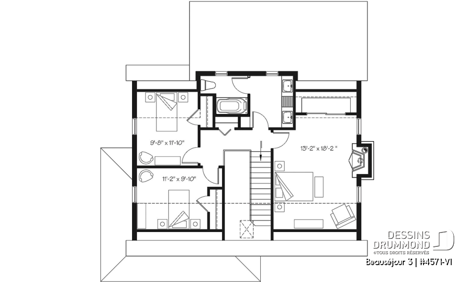 Étage - Maison de campagne, 3 chambres, grand îlot, garde-manger, foyer, cuisine extérieure sur terrasse abritée - Beauséjour 3