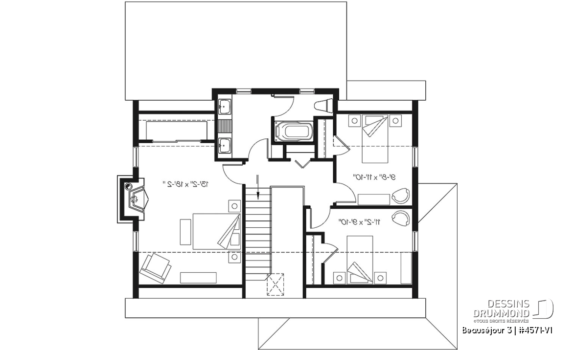 Étage - Maison de campagne, 3 chambres, grand îlot, garde-manger, foyer, cuisine extérieure sur terrasse abritée - Beauséjour 3