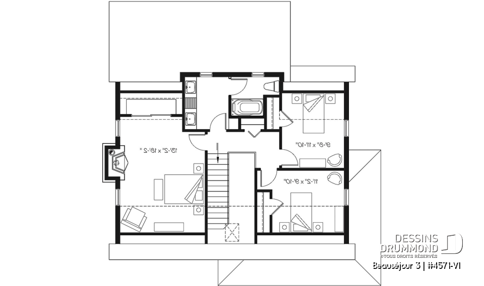 Étage - Maison de campagne, 3 chambres, grand îlot, garde-manger, foyer, cuisine extérieure sur terrasse abritée - Beauséjour 3