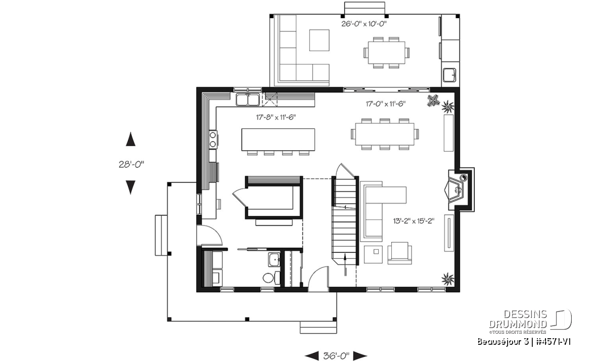 Rez-de-chaussée - Maison de campagne, 3 chambres, grand îlot, garde-manger, foyer, cuisine extérieure sur terrasse abritée - Beauséjour 3